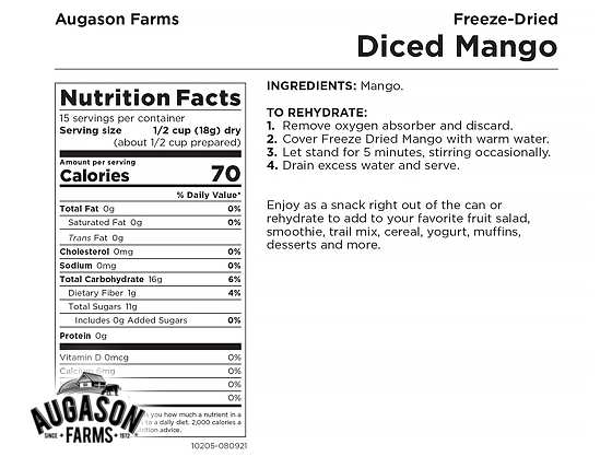 Augason Farms: Freeze-Dried Diced Mango Can